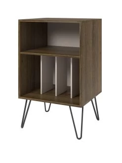 Novogratz Concord Turntable Stand - DarkĀ Oak/White