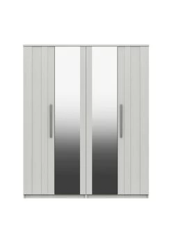 One Call Taylor Part Assembled 4 Door Mirrored Wardrobe