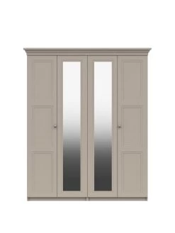 One Call Reid Part Assembled 4 Door Mirrored Wardrobe