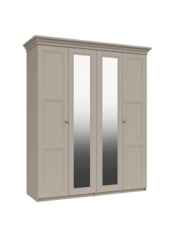 One Call Reid Part Assembled 4 Door Mirrored Wardrobe -Home Comprehensive Q9R6E SQ3 0000000179 TAUPE SLa