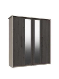 One Call Smyth Part Assembled 4 Door Mirrored Wardrobe 10 One Call Smyth Part Assembled 4 Door Mirrored Wardrobe -Home Comprehensive Q9V6L SQ3 0000014757 DARK GREY TAUPE SLa