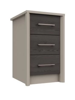 One Call Smyth Ready Assembled 3 Drawer Bedside Chest -Home Comprehensive Q9VFL SQ3 0000014757 DARK GREY TAUPE SLa