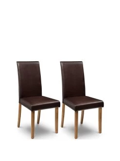 Julian Bowen Pair Of Hudson Faux Leather Dining Chairs - Brown