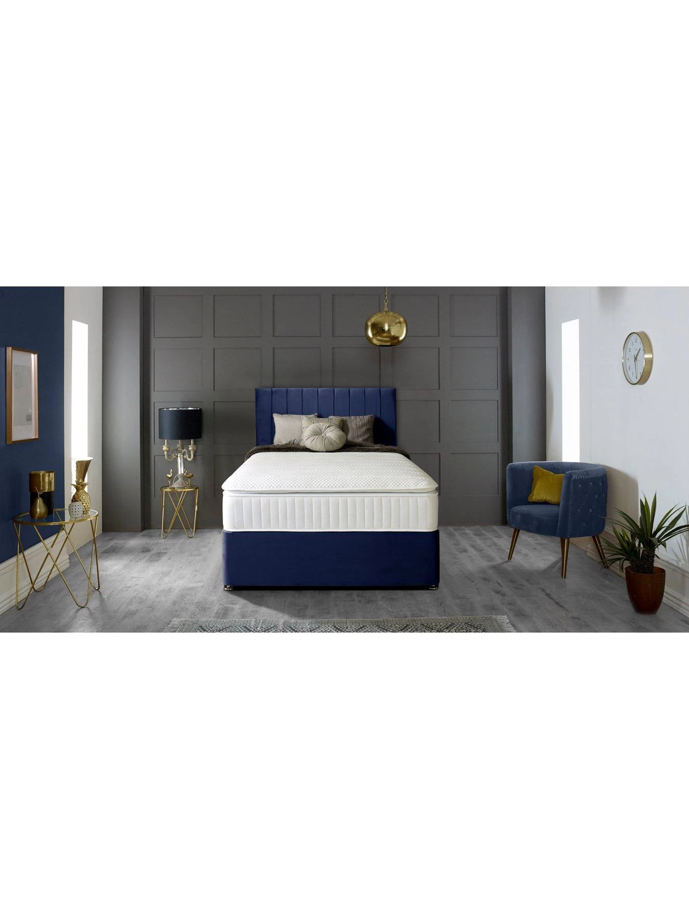 Shire Beds Liberty Velvet Divan Headboard - Navy 3 Shire Beds Liberty Velvet Divan Headboard - Navy