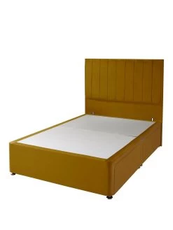 Shire Beds Liberty Velvet Divan Padded Headboard - Ochre -Home Comprehensive QDDJV SQ3 0000001323 OCHRE SLa