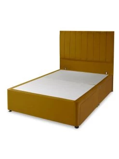 Shire Beds Liberty Velvet Divan Padded Headboard - Ochre -Home Comprehensive QDDJV SQ6 0000001323 OCHRE SLd2