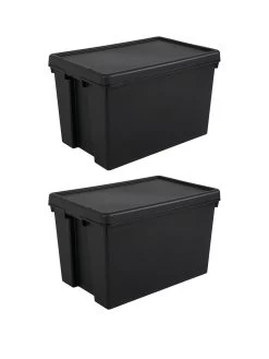 Wham Set Of 2 Heavy Duty Plastic Storage Boxes – 62 Litres Each