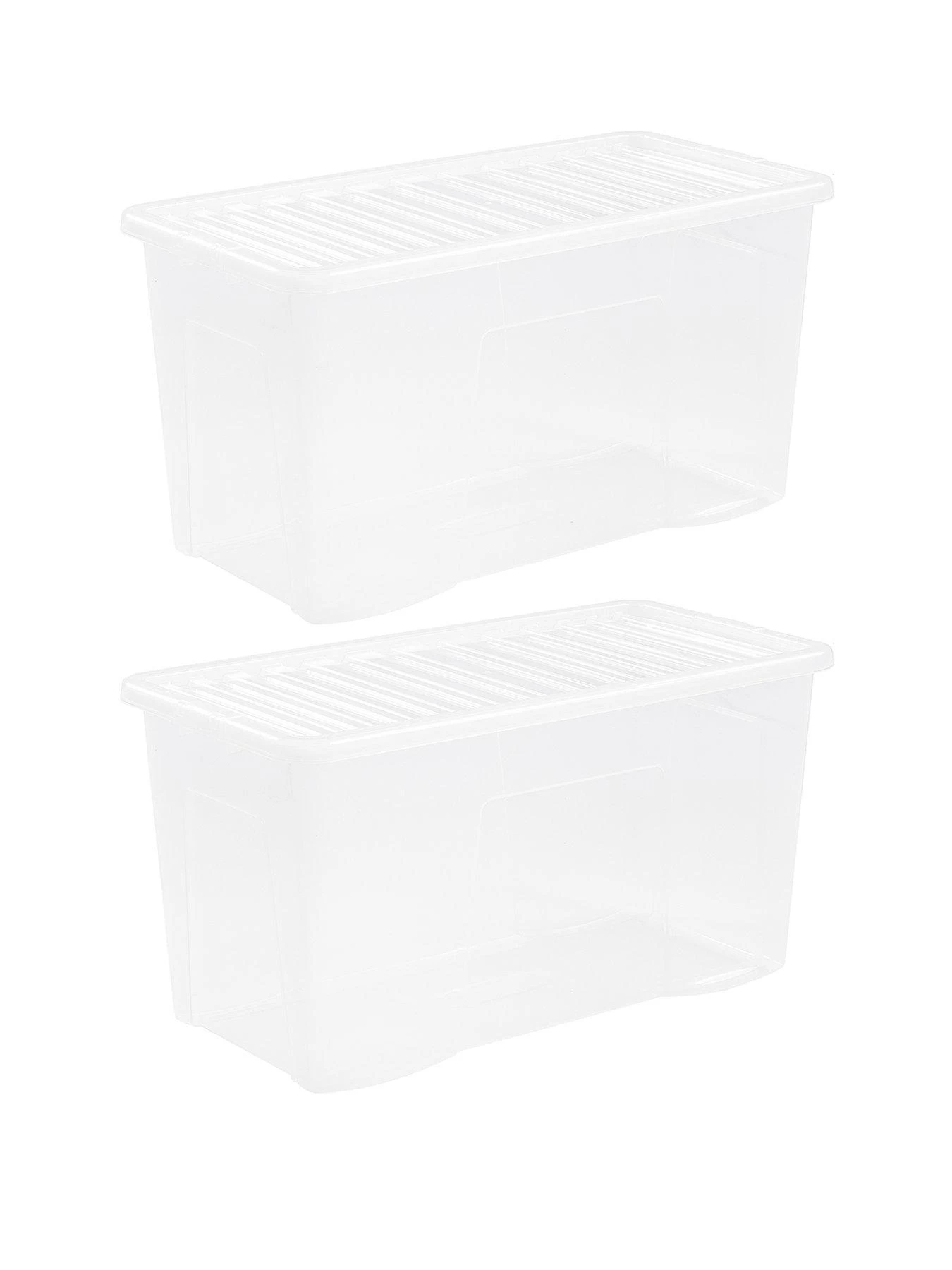 Wham Set Of 2 Clear Crystal Plastic Storage Boxes 3 Wham Set Of 2 Clear Crystal Plastic Storage Boxes