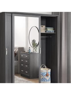Very Home Camberley 2 Sliding Door Mirrored Wardrobe - Dark Oak Effect -Home Comprehensive QE7EY SQ4 0000000558 DARK OAK SLd