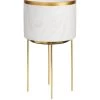 Marble-Effect Standing Planter With Metallic Rim 1 Marble-Effect Standing Planter With Metallic Rim -Home Comprehensive QENCC SQ1 0000000444 GREY WHITE SLf