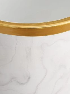 Marble-Effect Standing Planter With Metallic Rim 9 Marble-Effect Standing Planter With Metallic Rim -Home Comprehensive QENCC SQ3 0000000444 GREY WHITE SLd1