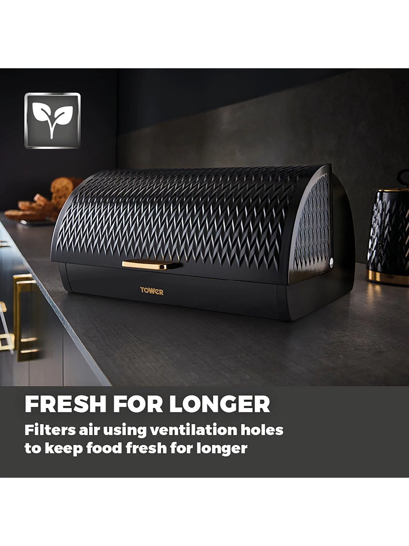 Tower Empire Bread Bin – Black 7 Tower Empire Bread Bin – Black - Image 5