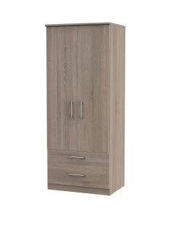 SWIFT Halton Ready Assembled 2 Drawer, 2 Door Wardrobe - FSC® Certified -Home Comprehensive QFVPQ SQ3 0000000558 DARK OAK SLa
