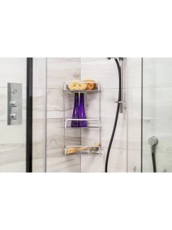 Croydex Stick ‘N’ Lock Three-Tier Corner Basket -Home Comprehensive QGG9K SQ4 0000000035 SILVER SLd2