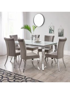 Very Home Grace 160 Cm Rectangle Dining Table + 6 Chairs - White/Chrome