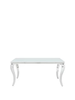 Very Home Grace 160 Cm Rectangle Dining Table + 6 Chairs - White/Chrome -Home Comprehensive QGWFJ SQ3 0000014376 WHITE CHROME GREY SLf1