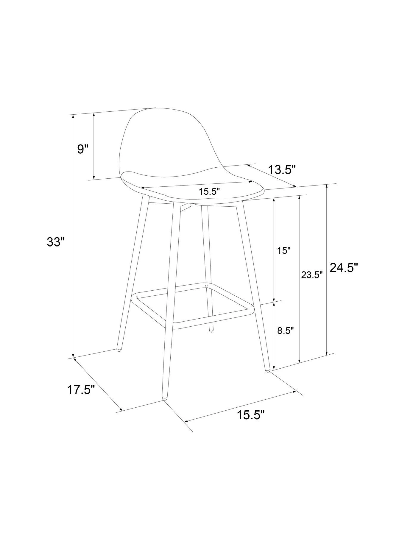 Dorel Home Calvin Velvet Bar Stool- Green 5 Dorel Home Calvin Velvet Bar Stool- Green - Image 3
