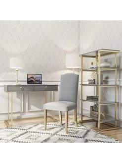 CosmoLiving By Cosmopolitan Camila Bookcase - Grey/Gold 10 CosmoLiving By Cosmopolitan Camila Bookcase - Grey/Gold -Home Comprehensive QKG9D SQ4 0000000005 GREY SLd1