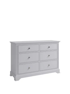 K-Interiors Sherwood Ready Assembled Solid Wood  3 + 3 Drawer Chest -Home Comprehensive QLUUM SQ3 0000000005 GREY SLa