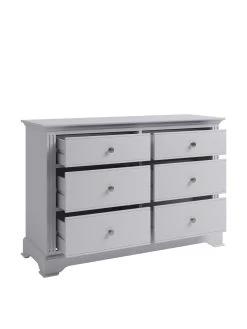 K-Interiors Sherwood Ready Assembled Solid Wood  3 + 3 Drawer Chest -Home Comprehensive QLUUM SQ5 0000000005 GREY SLd1