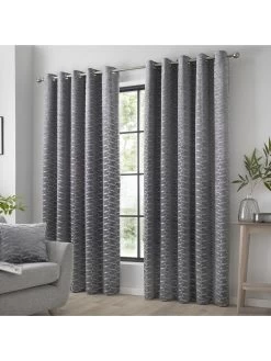 Curtina Kendall Eyelet Lined Curtains -Home Comprehensive QN3VC SQ5 0000000071 CHARCOAL RSr