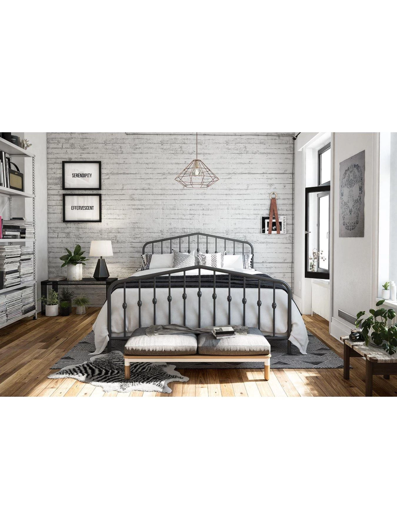 Dorel Home Bushwick Metal Bed Frame - Grey 3 Dorel Home Bushwick Metal Bed Frame - Grey