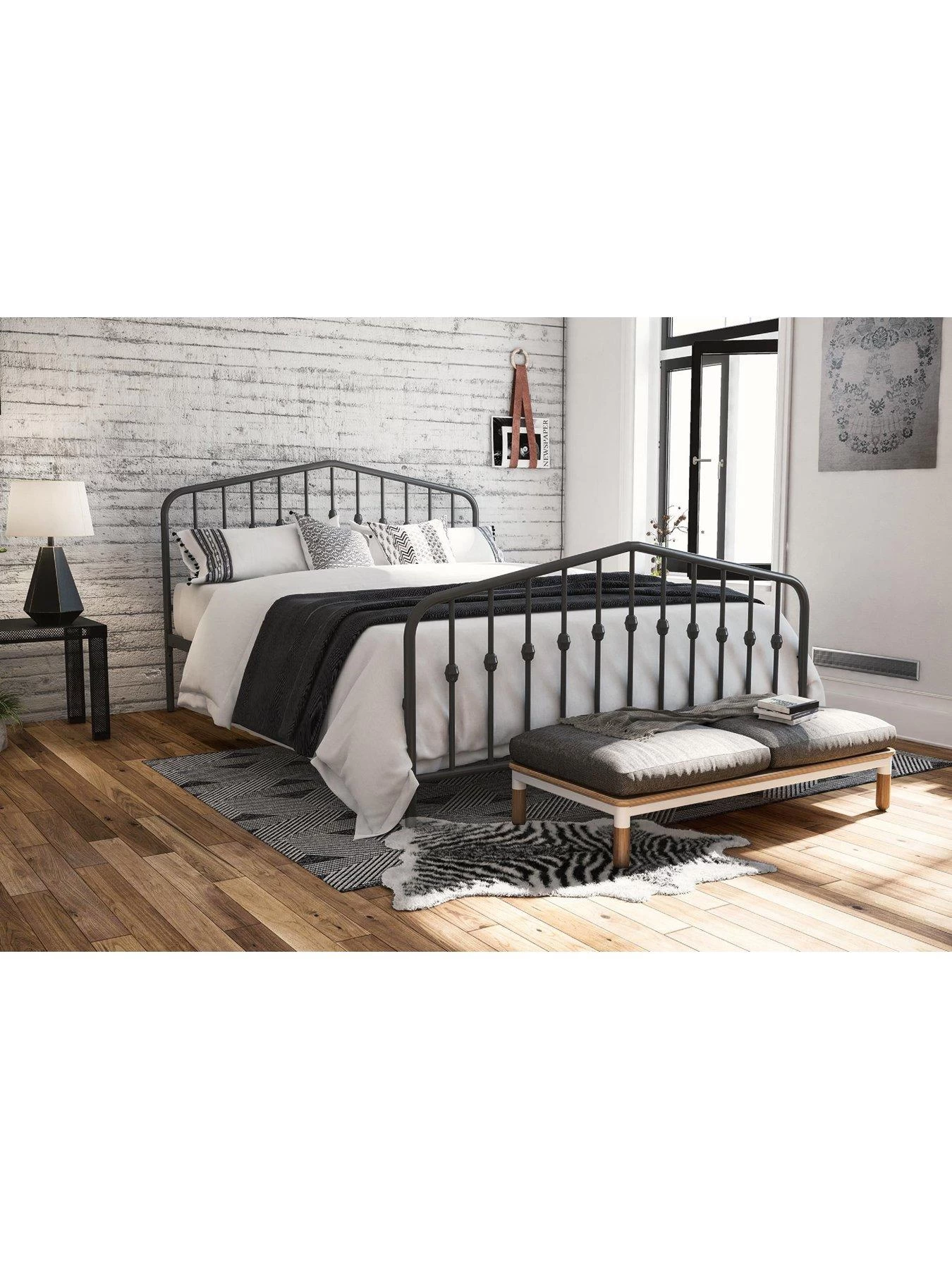 Dorel Home Bushwick Metal Bed Frame - Grey 5 Dorel Home Bushwick Metal Bed Frame - Grey - Image 3