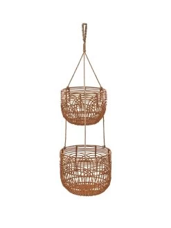 Very Home Set Of 2 Rattan Style Hanging Planters