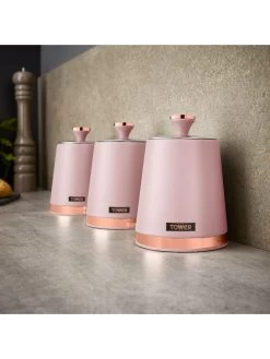 Tower Cavaletto Storage Canisters In Pink – Set Of 3 -Home Comprehensive QYAWH SQ3 0000000063 PINK SLd1