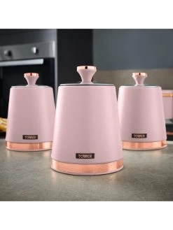 Tower Cavaletto Storage Canisters In Pink – Set Of 3 -Home Comprehensive QYAWH SQ4 0000000063 PINK SLd2