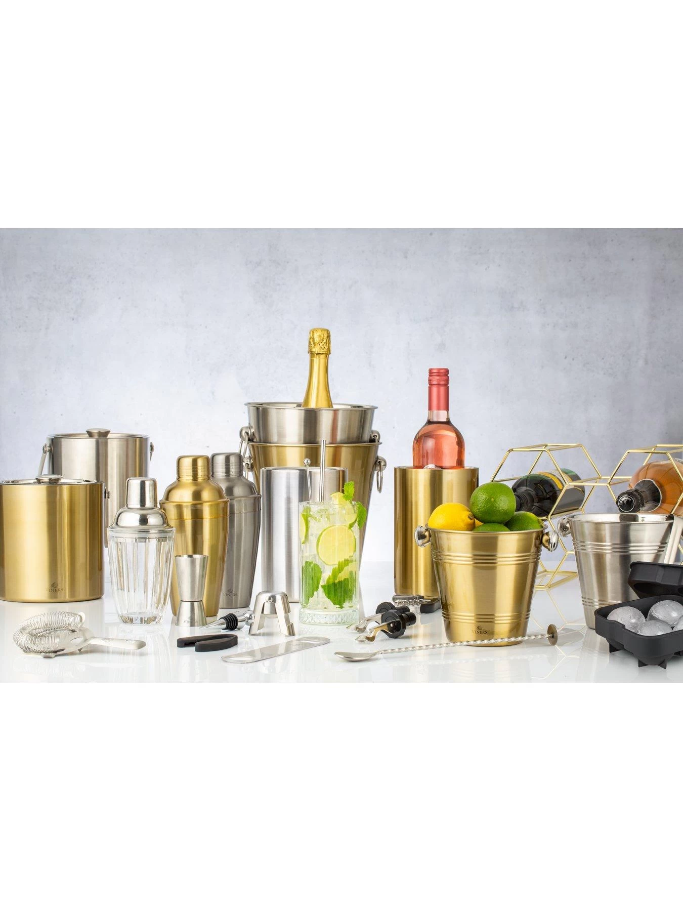 Viners Brushed Gold Stainless Steel Cocktail Shaker 5 Viners Brushed Gold Stainless Steel Cocktail Shaker - Image 3