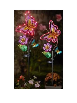 Smart Solar 2 Pack Flutterbella Garden Stake Lights