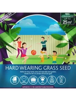 Multi Purpose & Hard-Wearing Grass Seed Mix Back Lawn 1kg