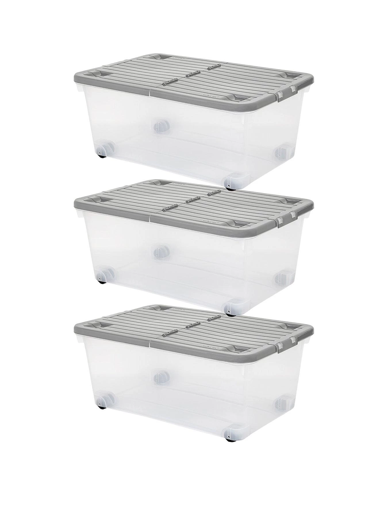 Wham Set Of 3 45l Wheeled Boxes With Folding Lid - 45 Litre 3 Wham Set Of 3 45l Wheeled Boxes With Folding Lid - 45 Litre