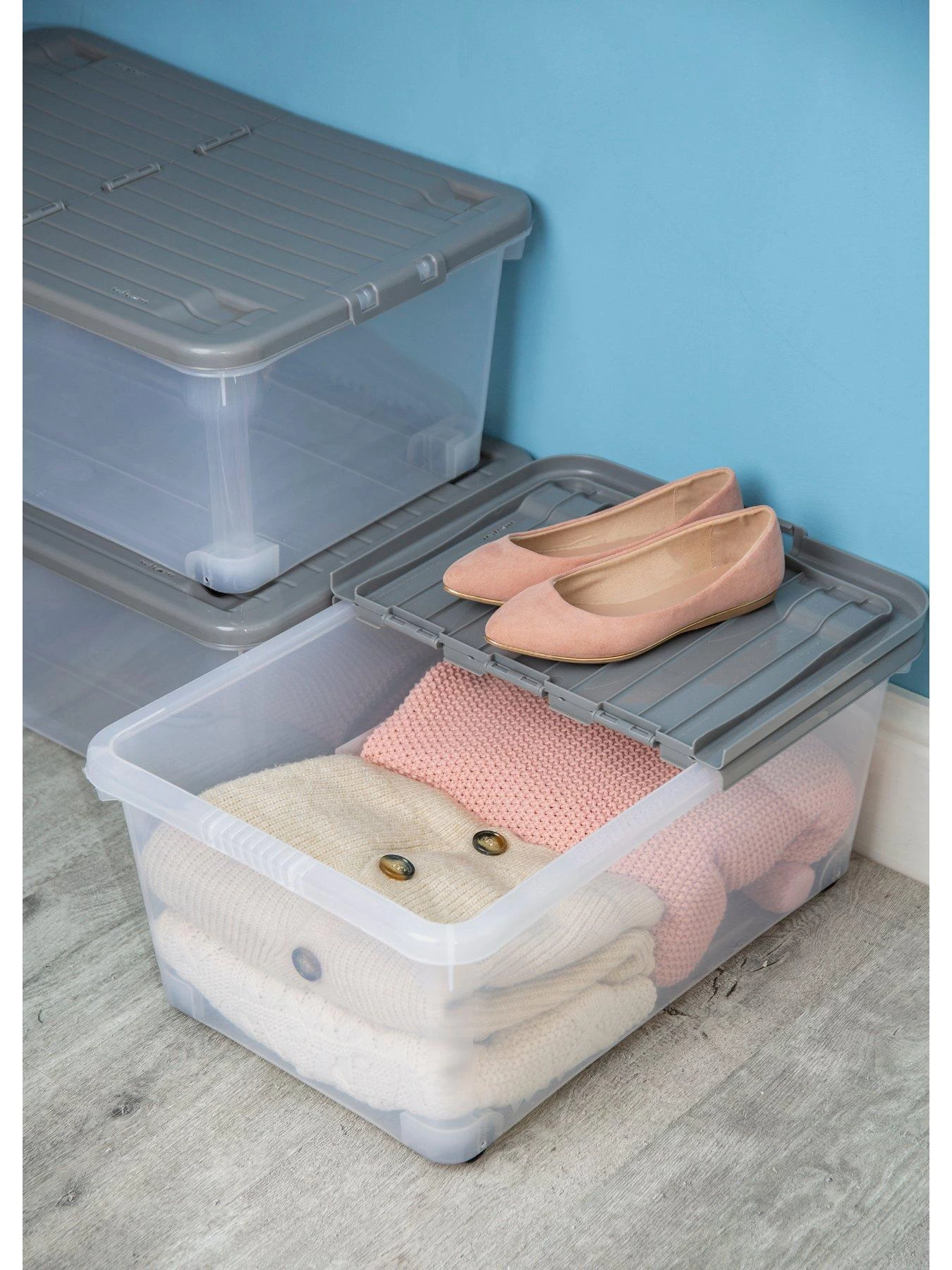 Wham Set Of 3 45l Wheeled Boxes With Folding Lid - 45 Litre 4 Wham Set Of 3 45l Wheeled Boxes With Folding Lid - 45 Litre - Image 2