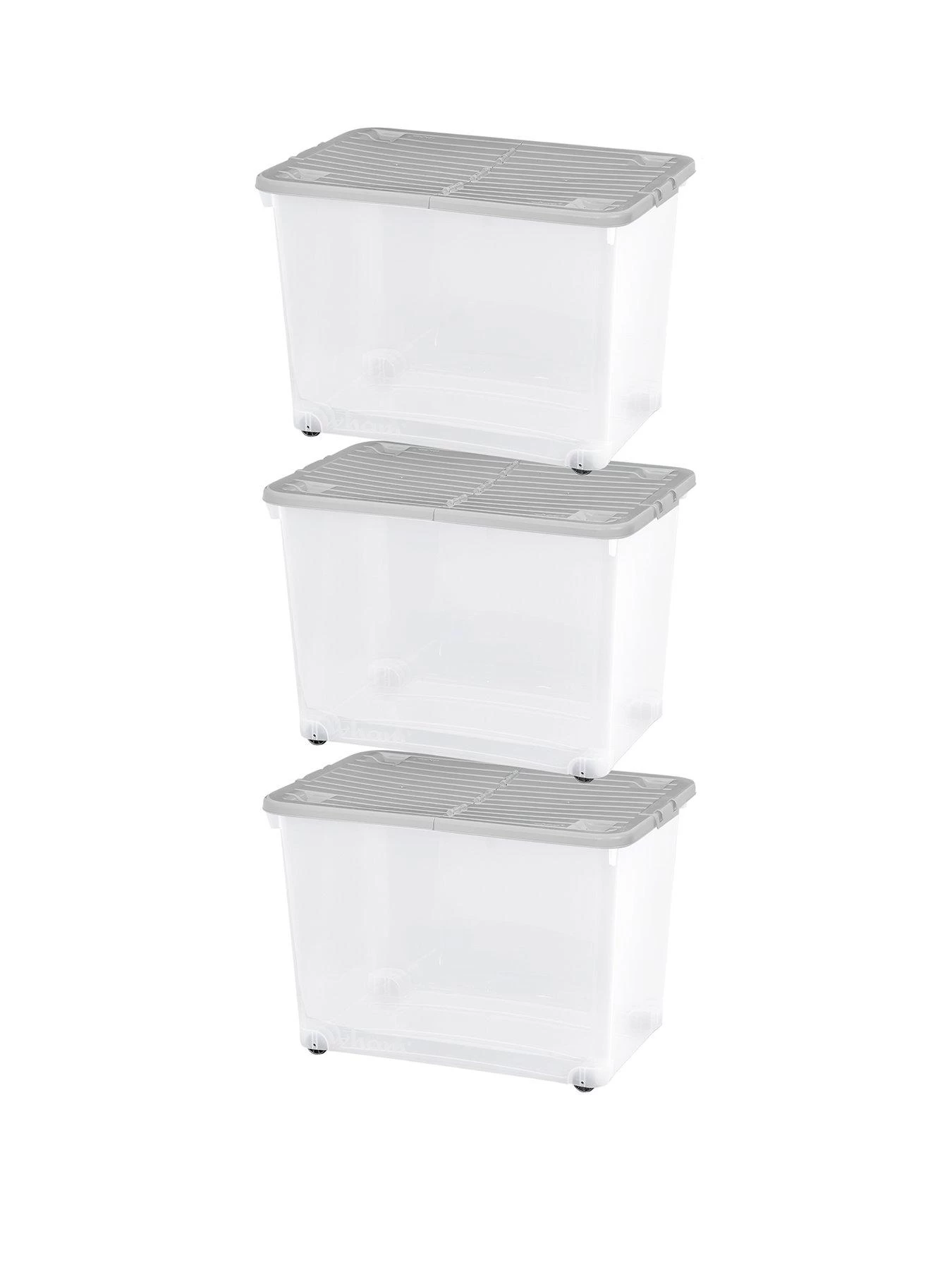 Wham Set Of 3 80l Wheeled Boxes With Folding Lid - 80 Litre 3 Wham Set Of 3 80l Wheeled Boxes With Folding Lid - 80 Litre