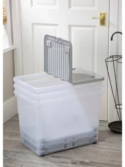 Wham Set Of 3 80l Wheeled Boxes With Folding Lid - 80 Litre 12 Wham Set Of 3 80l Wheeled Boxes With Folding Lid - 80 Litre -Home Comprehensive RFEEJ SQ5 0000000005 GREY SLd3