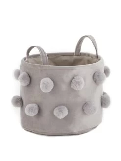 Very Home Set Of 2 Velvet And Pompom Storage Baskets -Home Comprehensive RFWHU SQ3 0000000005 GREY SLd1