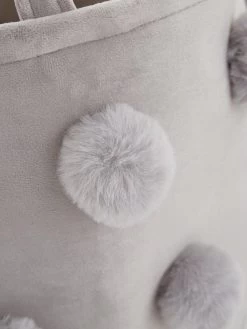 Very Home Set Of 2 Velvet And Pompom Storage Baskets -Home Comprehensive RFWHU SQ5 0000000005 GREY SLd3