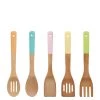 Premier Housewares 5 Piece Pastel Coloured Bamboo Utensil Set - Multi -Home Comprehensive RGCML SQ1 0000000029 MULTI SLf