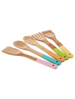 Premier Housewares 5 Piece Pastel Coloured Bamboo Utensil Set - Multi -Home Comprehensive RGCML SQ2 0000000029 MULTI SLd