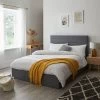Very Home Lennox Fabric Bed Frame With Mattress Options (Buy And SAVE!) -Home Comprehensive RKPYM SQ1 0000000005 GREY RSr
