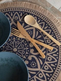 KitchenCraft Hessian Blue Set Of 4 Placemats -Home Comprehensive RPJMF SQ3 0000000020 BLUE SLd1