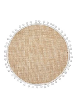 KitchenCraft Pom Pom Hessian Set Of 4 Round Placemats