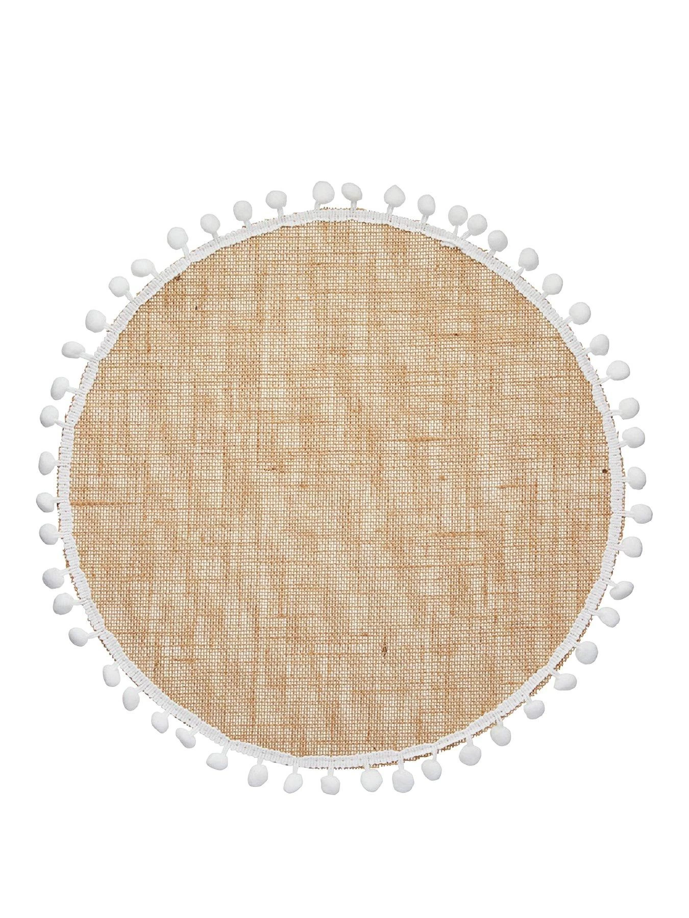 KitchenCraft Pom Pom Hessian Set Of 4 Round Placemats 3 KitchenCraft Pom Pom Hessian Set Of 4 Round Placemats