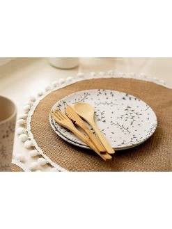 KitchenCraft Pom Pom Hessian Set Of 4 Round Placemats 8 KitchenCraft Pom Pom Hessian Set Of 4 Round Placemats -Home Comprehensive RPJMH SQ3 0000000003 NATURAL SLd1