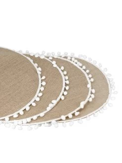 KitchenCraft Pom Pom Hessian Set Of 4 Round Placemats 9 KitchenCraft Pom Pom Hessian Set Of 4 Round Placemats -Home Comprehensive RPJMH SQ4 0000000003 NATURAL SLd2