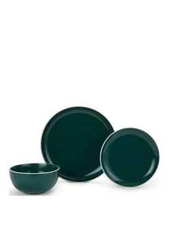 WATERSIDE Halo 12-Piece Dinner Set In Emerald Green