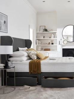 Silentnight Shea Velvet 1000 Pillowtop Divan Bed With Headboard And Storage Options (Buy And SAVE!)