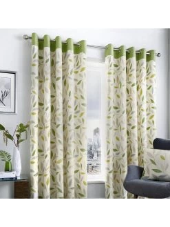 Fusion Beechwood Lined Eyelet Curtains